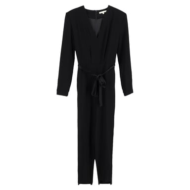 Maje V-neck Waist Tie Jumpsuit in Black Acetate