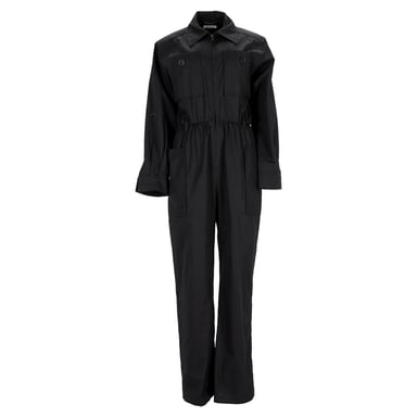 Saint Laurent Belted Long Sleeve Jumpsuit in Black Cotton