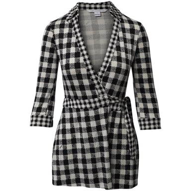 Diane Von Furstenberg Check Playsuit in Black/White Viscose