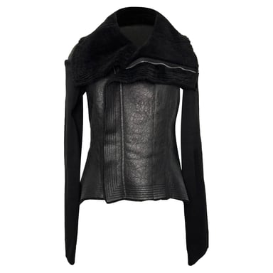 Rick Owens Naska Asymmetrisk Fårjacka i Svart Lammskinn