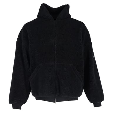 Balenciaga Oversized Zip-Up Fleece Hoodie in Black Polyester