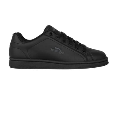 Slazenger Childrens/Kids Ash Leather Flat Trainers (Black/Charcoal)
