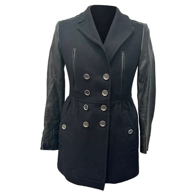 Burberry Brit Double-Breasted Coat in Black Wool