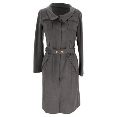 Roland Mouret Belted Coat in Grey Wool
