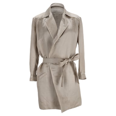Nina Ricci Belted Coat in Beige Linen