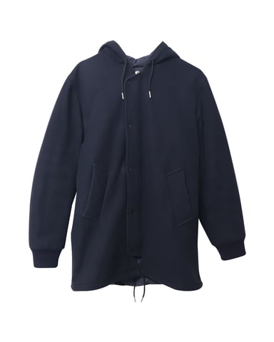 Sandro Paris Hooded Coat in Black Wool