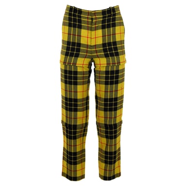 Balenciaga Tartan Wool Straight-Leg Pants in Yellow Wool