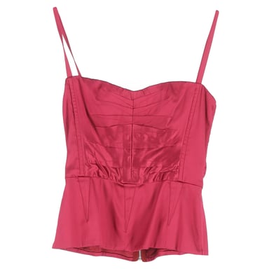 Dolce & Gabbana Back-Zipped Bustier Top in Pink Silk