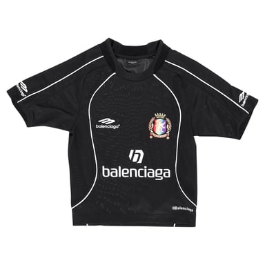Balenciaga Lion Crest Soccer Jersey T-shirt in Black Polyester