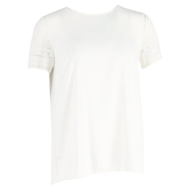 Michael Kors Lace Short Sleeve Crewneck T-Shirt in White Cotton