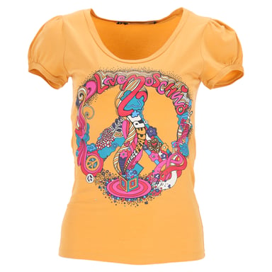 Love Moschino Graphic Print Puffed Sleeve T-Shirt in Yellow Cotton