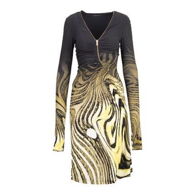 Roberto Cavalli Animalier Print Dress with Front Zipper - '00s