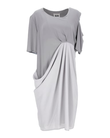Acne Studios Asymmetric Draped Dress in Grey Polyester