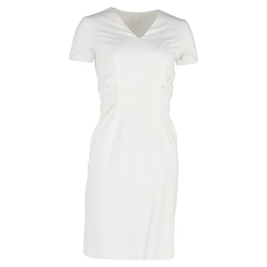 Boss V-neck Sheath Dress in White Viscose
