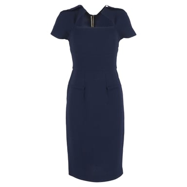 Roland Mouret The Biltmore Dress in Navy Blue Wool