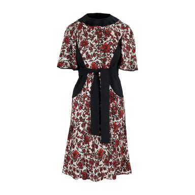 Louis Vuitton Red Black Floral Printed Dress - '10s