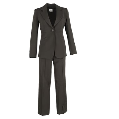 Armani Collezioni Single-Breasted Blazer and Trousers Suit in Olive Polyester