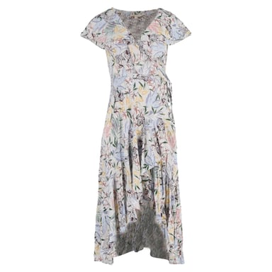 Maje Ritelle Lace-Trimmed Crepon Midi Dress In Floral Print Polyester