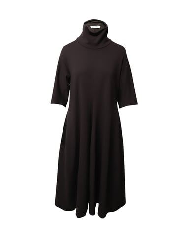 Jil Sander Turtleneck A-Line Dress in Brown Modal