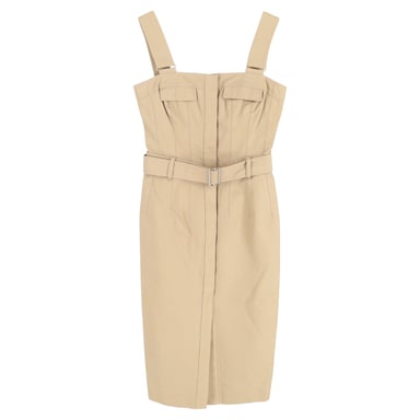 Alexander McQueen Midi Dress in Beige Cotton