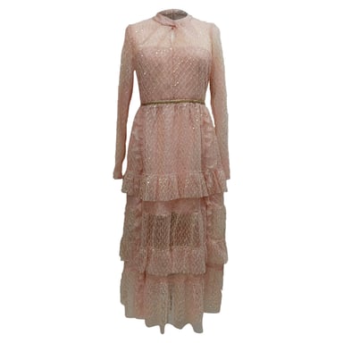 Self-Portrait Lace Midi Dress in Pink Polyester