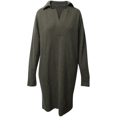 Joseph Oversized Knit Dress in Dark Green Wool