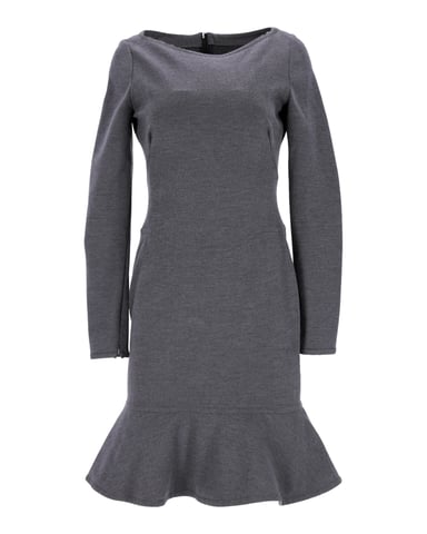 Valentino Flared Hem Dress in Grey Wool