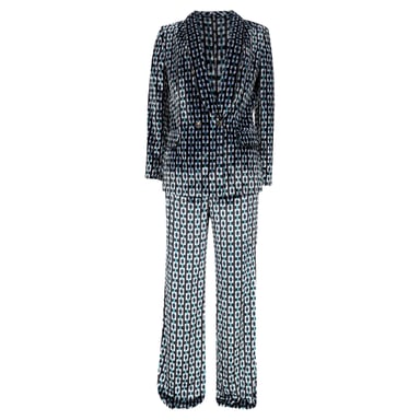 Diane von Furstenberg Chiana Double-Breasted Printed Velvet Blazer and Pants in Multicolor Viscose