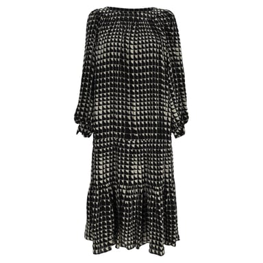 Celine Geometric Print Midi Dress in Multicolor Silk