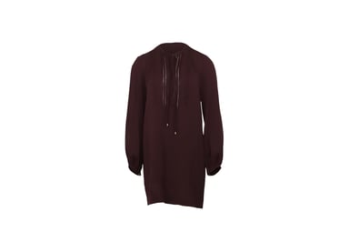 Diane Von Furstenberg Blouson Sleeve Dress in Burgundy Silk