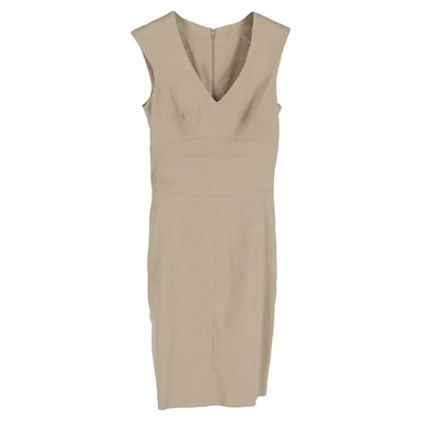 Joseph V-Neck Midi Dress in Beige Linen