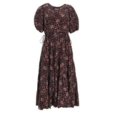Ulla Johnson Floral Print Midi Dress in Multicolor Cotton