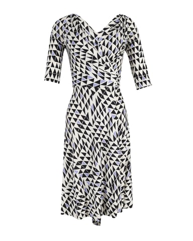 Diane Von Furstenberg Penna Geometric Print Wrap Dress in Multicolor Silk