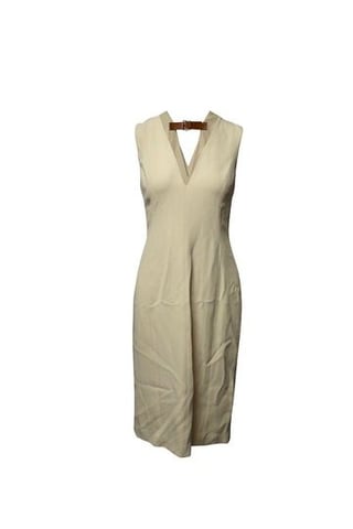 Alexander Wang Back Belt V-neck Sleeveless Midi Dress in Cream Viscose