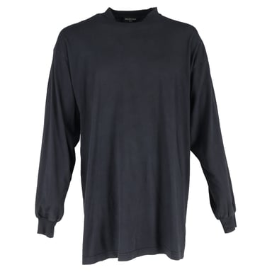 Balenciaga Tab Vintage Long Sleeve T Shirt in Black Cotton
