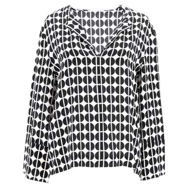 Etro Polka Dot Long Sleeve Blouse in Black and White Silk