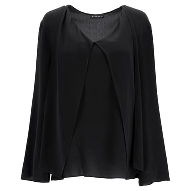 Etro V-Neck Long Sleeve Blouse in Black Viscose