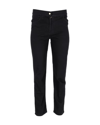 Balmain Contrast Stripe Skinny Jeans in Black Cotton