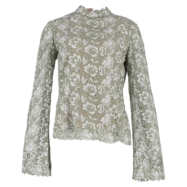 Erdem Guipure Lace Blouse in Green Cotton