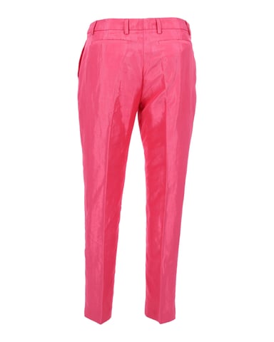 Dries Van Noten Straight Leg Trousers in Pink Rayon