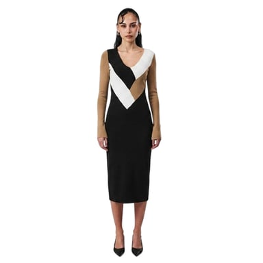 Boss Womens/Ladies Florency Viscose Slim Midi Dress (Black/Brown/White)