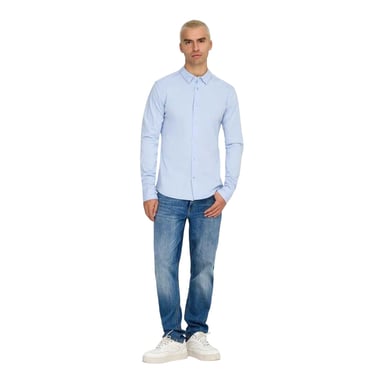 Only Mens Regular Long-Sleeved Shirt (Cashmere Blue)