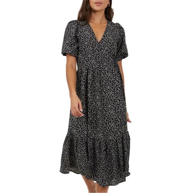Brave Soul Womens/Ladies Flowers Wrap Dress (Black/White)