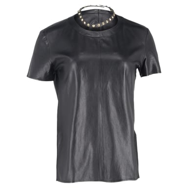 Givenchy Studded-Choker Accent T-Shirt in Black Lamb Leather