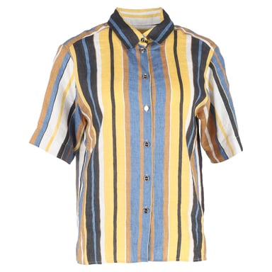 Sandro Striped Buttoned Shirt in Multicolor Linen