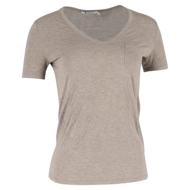 Alexander Wang Scoop Neck T-Shirt Pocket in Brown Cotton