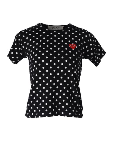 Comme des Garcons PLAY Polka Dot Heart Emblem T-shirt in Black Cotton