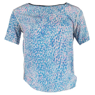 Sandro Leopard Print T-shirt in Blue Silk