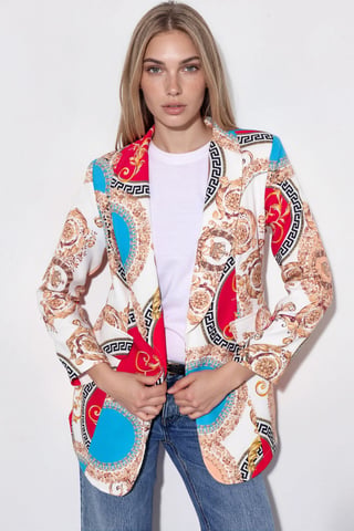 Printed Crepe Blazer Jacket