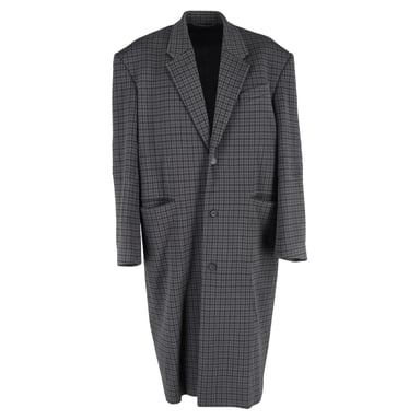 Balenciaga Oversized Houndstooth Coat in Grey Polyester